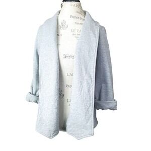 Theory Womens Minimalist Open Front Blazer Cardigan M Heather Gray Cotton French